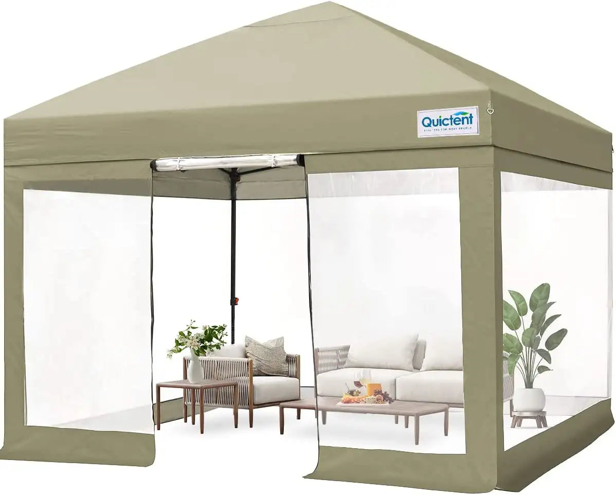 10x10 clear sidewall pop up canopy#color_beige