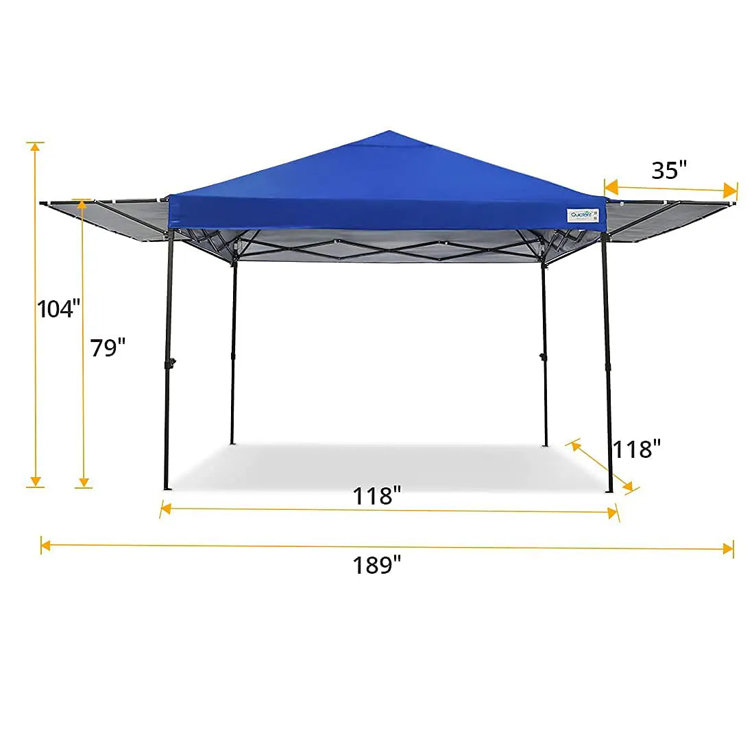 10x10 shade canopy tent has extra shaded areas#color_royal blue