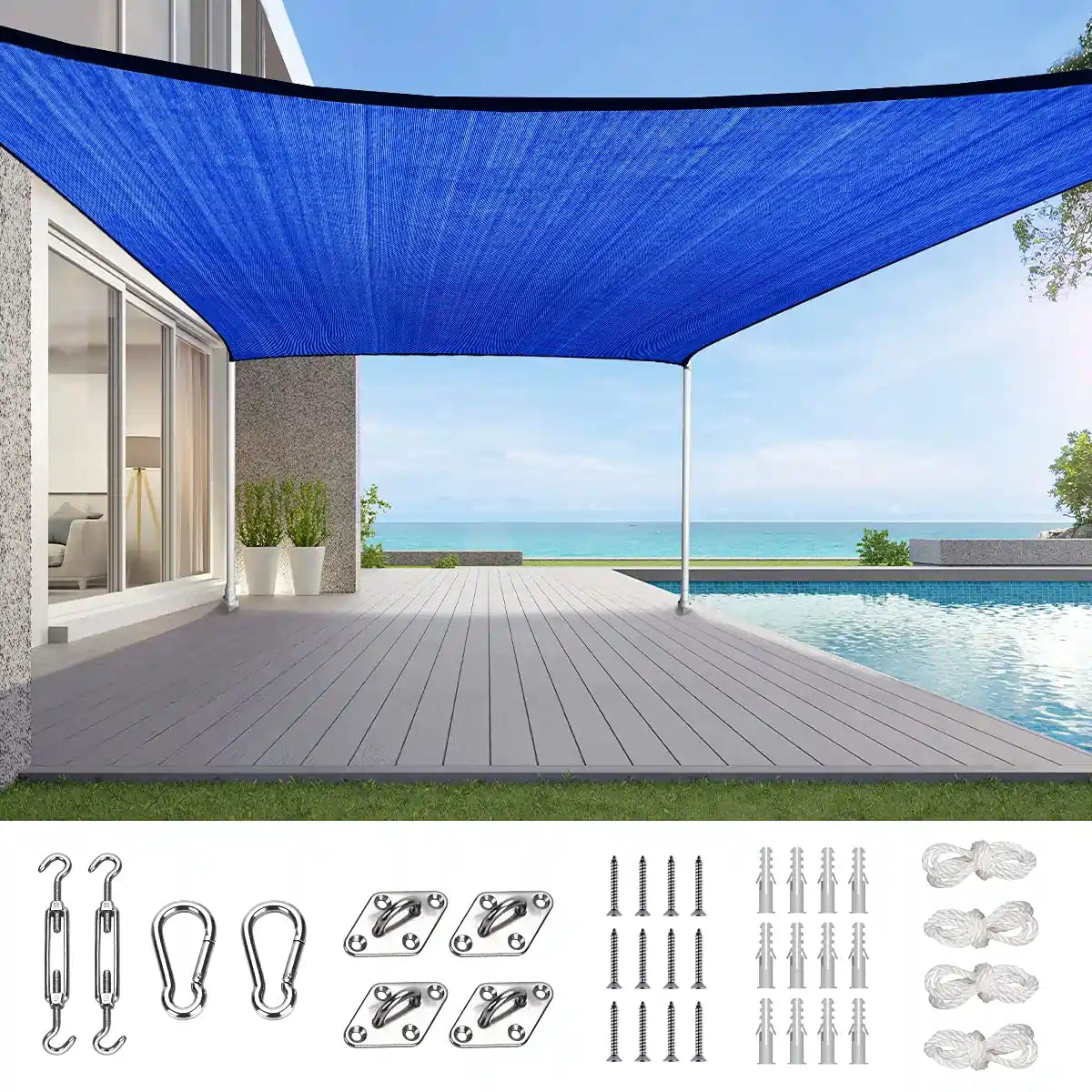 10'x13' Rectangle Shade Sail-Blue