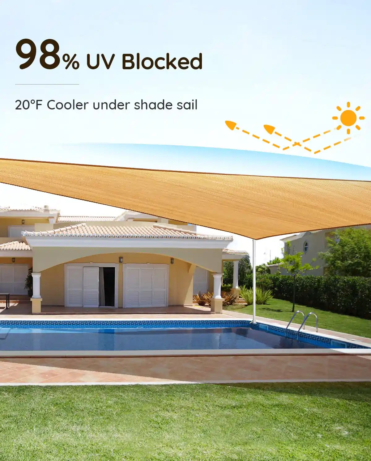 sand rectangular sunshade sail can block uv