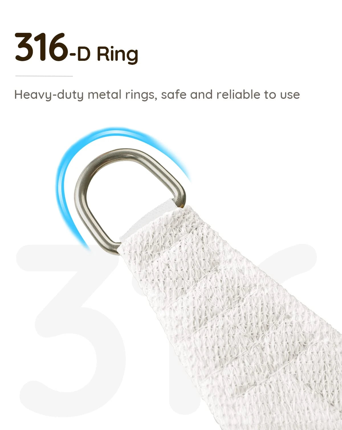 white shade sail 316 metal D ring