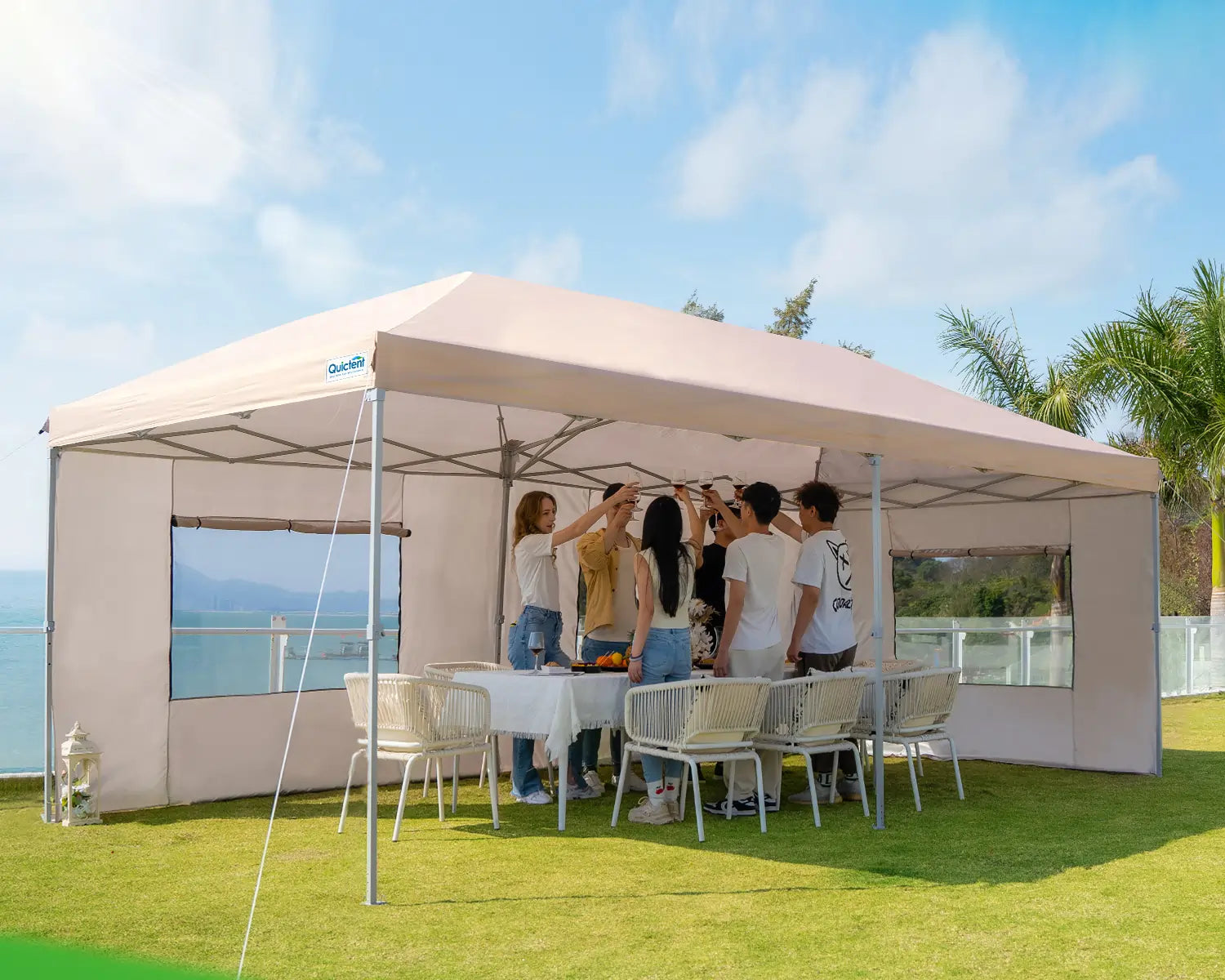 10x20 Canopy Tent With sides#color_beige