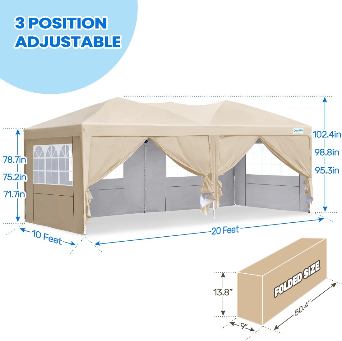 10 x 20 pop up canopy adjustable frame