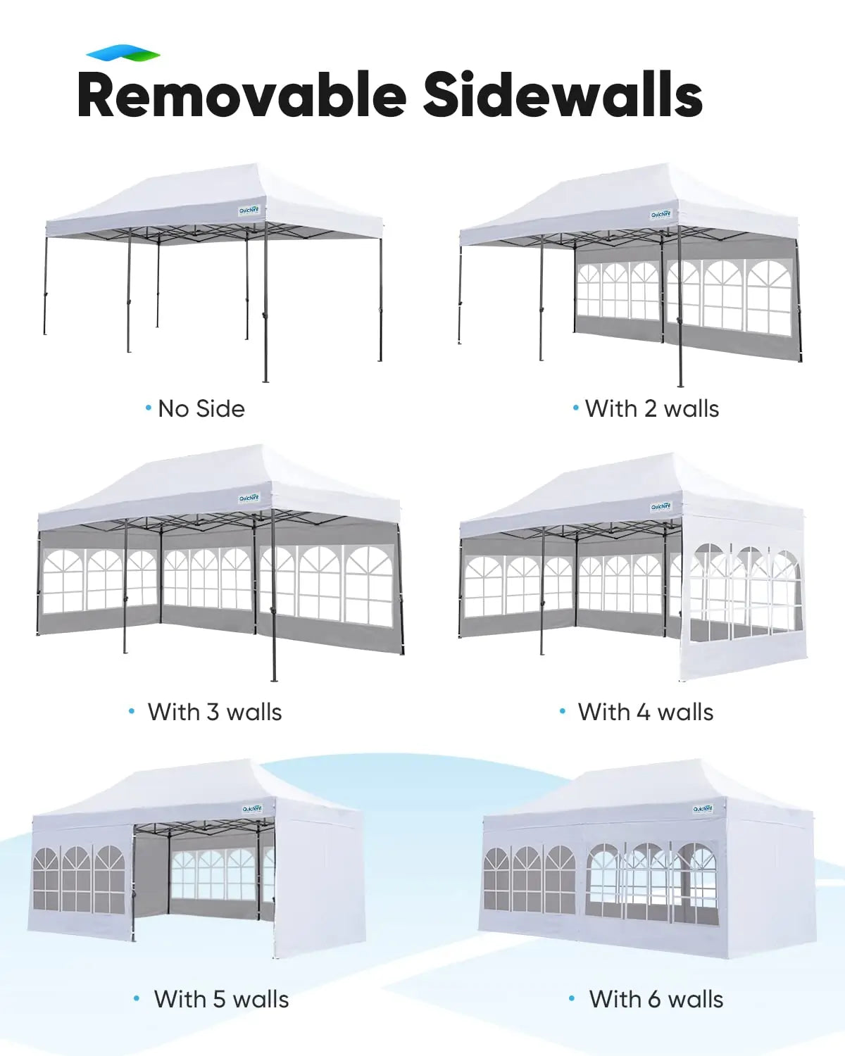 Quictent 10x20 Pop up Canopy with Sidewalls White Pop up Tent