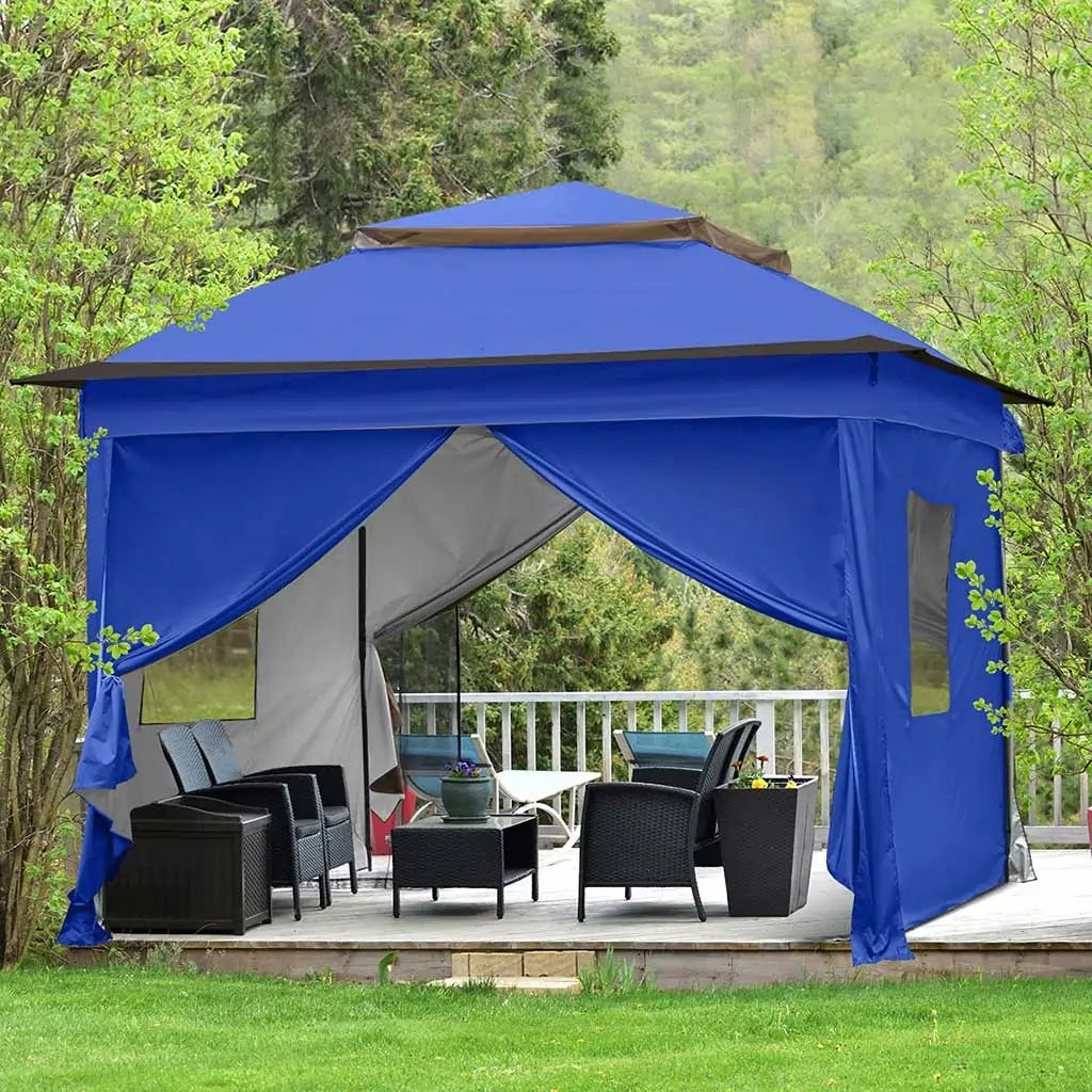 11x11 gazebo tent outside#color_royal blue