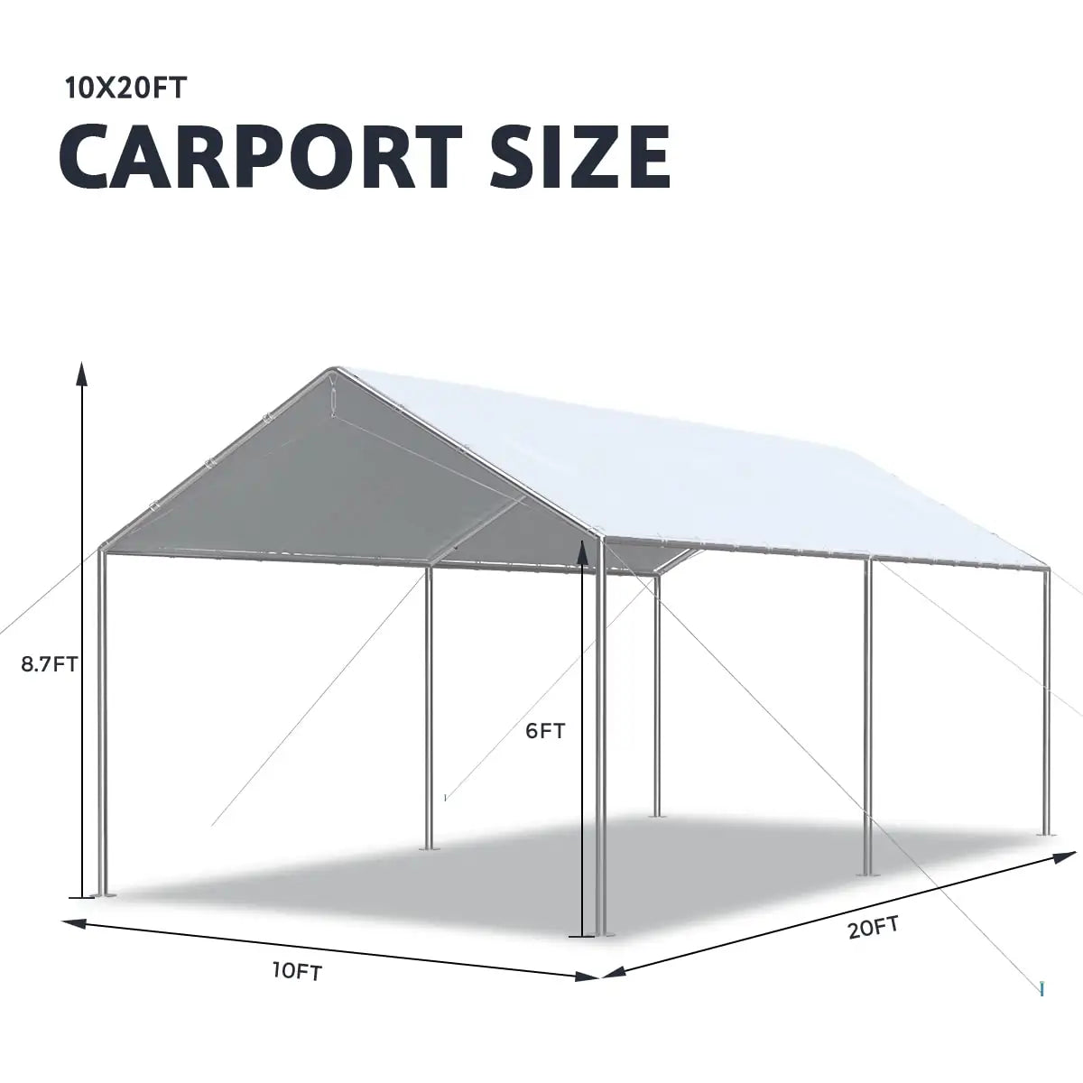 white 10x20 carport size#color_white
