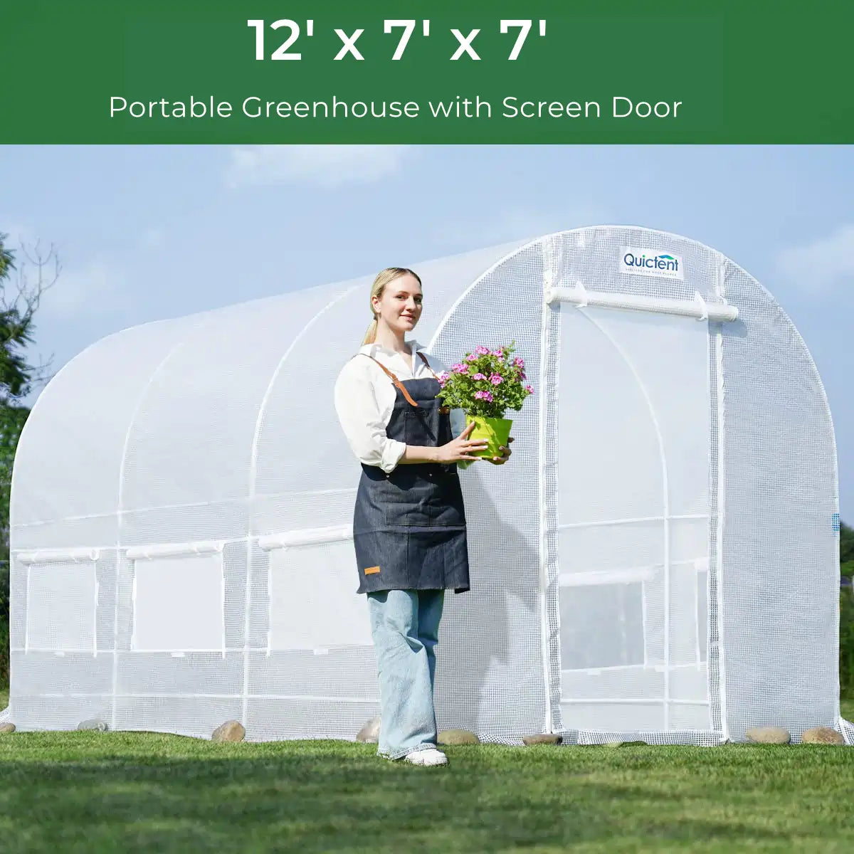 tunnel greenhouse wirh screen door#color_white