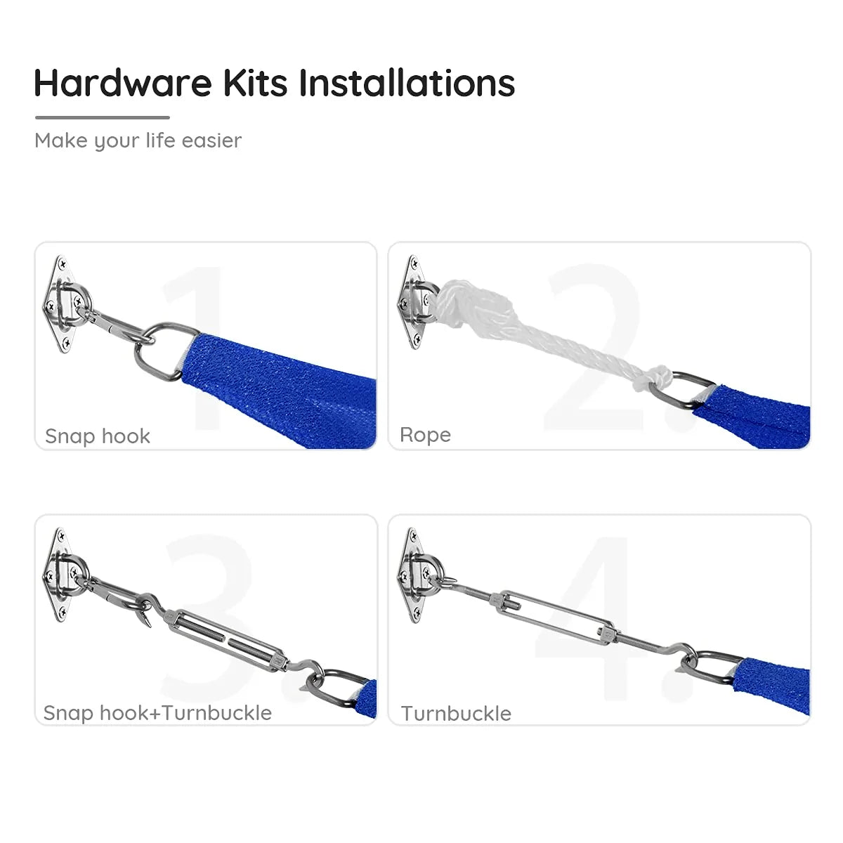 blue sunshade sail hardware