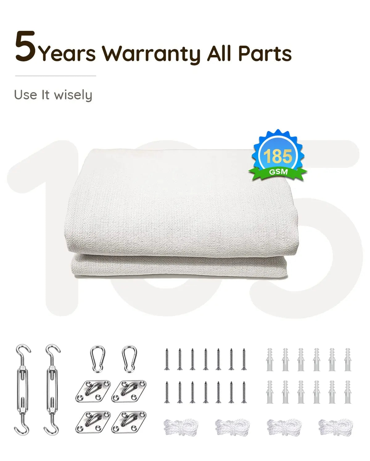 white shade sail long year warranty