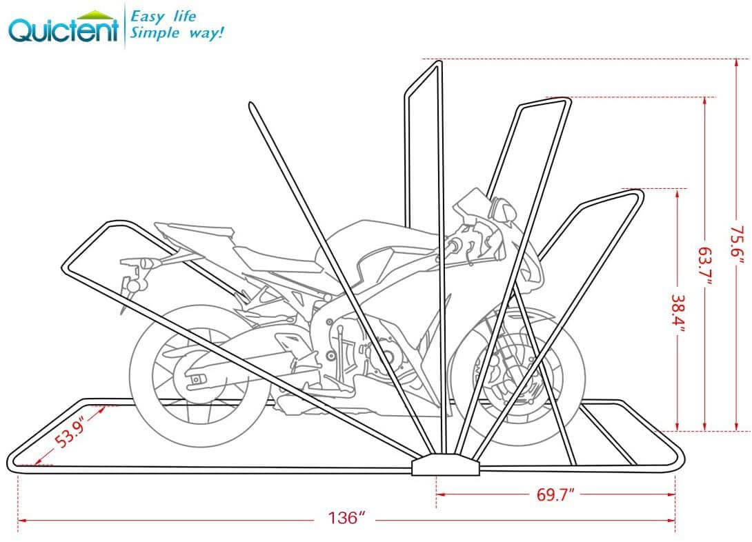 136" x 54" x 75" Motorcycle Shelter