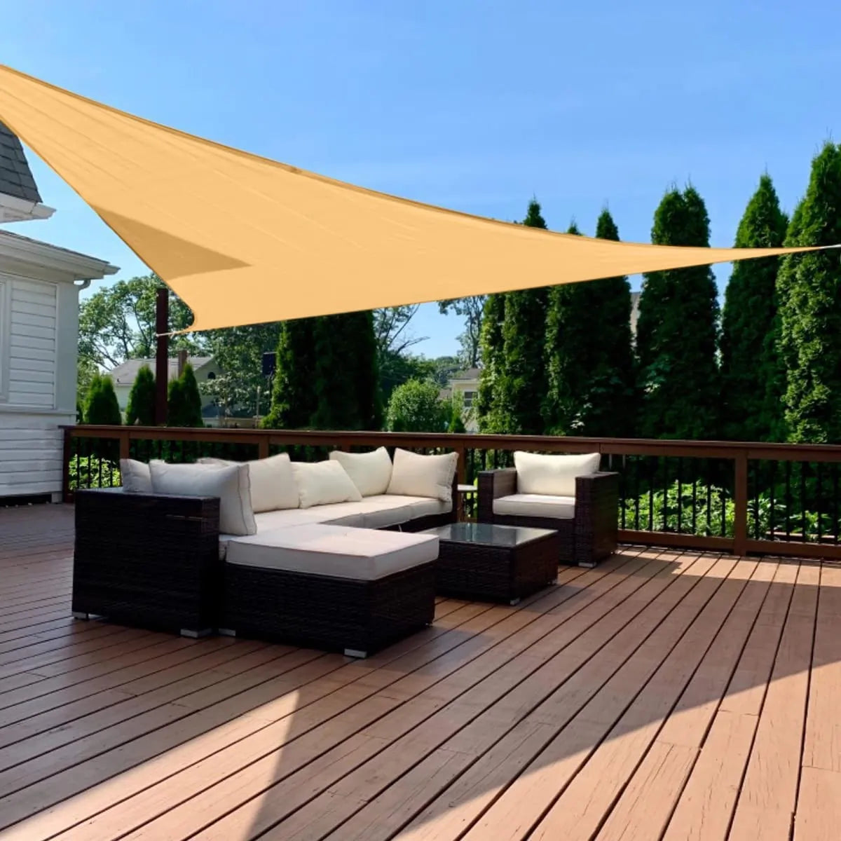 Fire retardant triangle shade sail for deck#size_16X16X16 FT