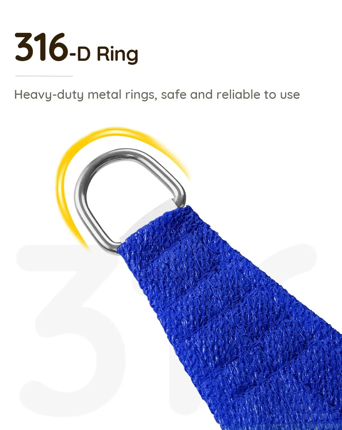 Blue Triangle sun shade sail edge D ring