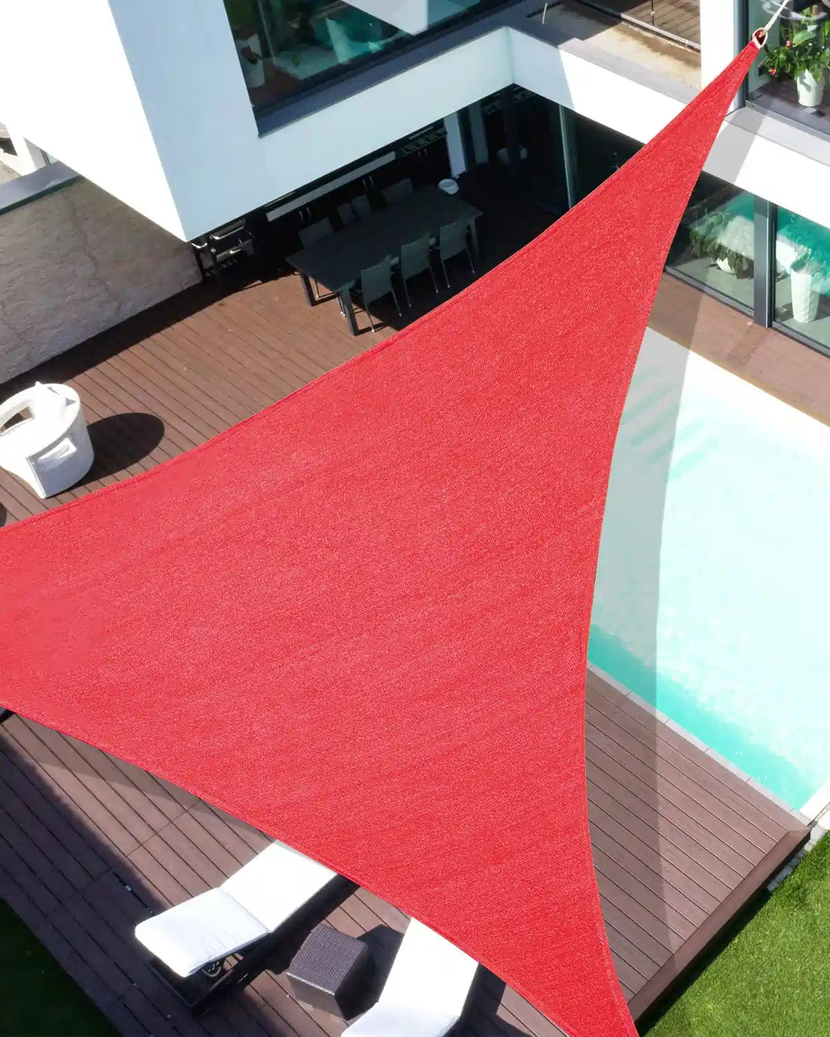 Red Triangle sun shade sail for patio