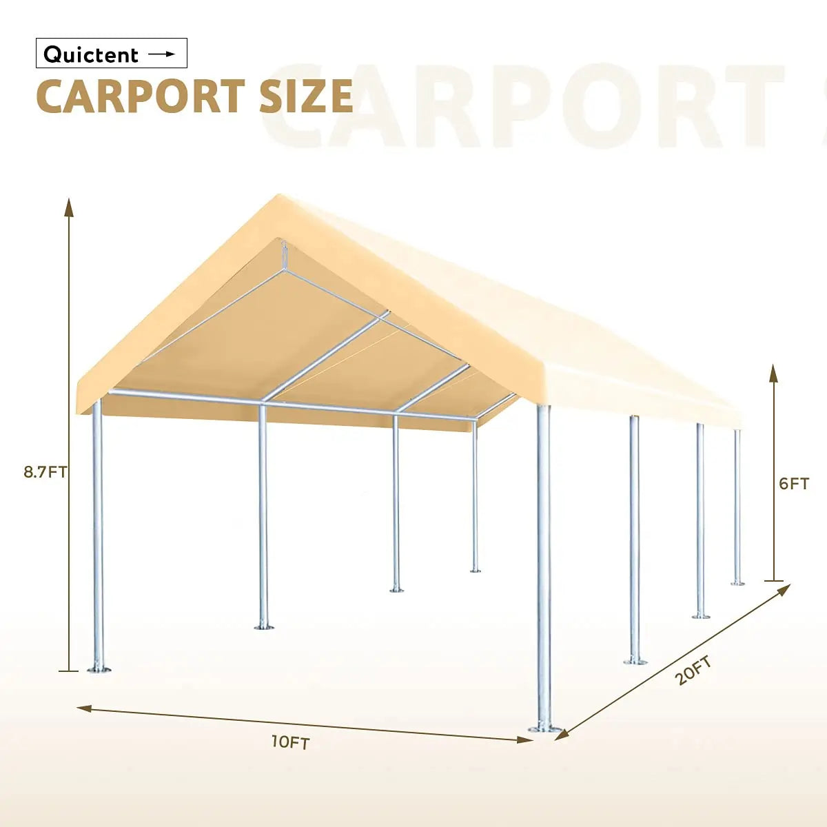 beige heavy duty carport size#color_beige