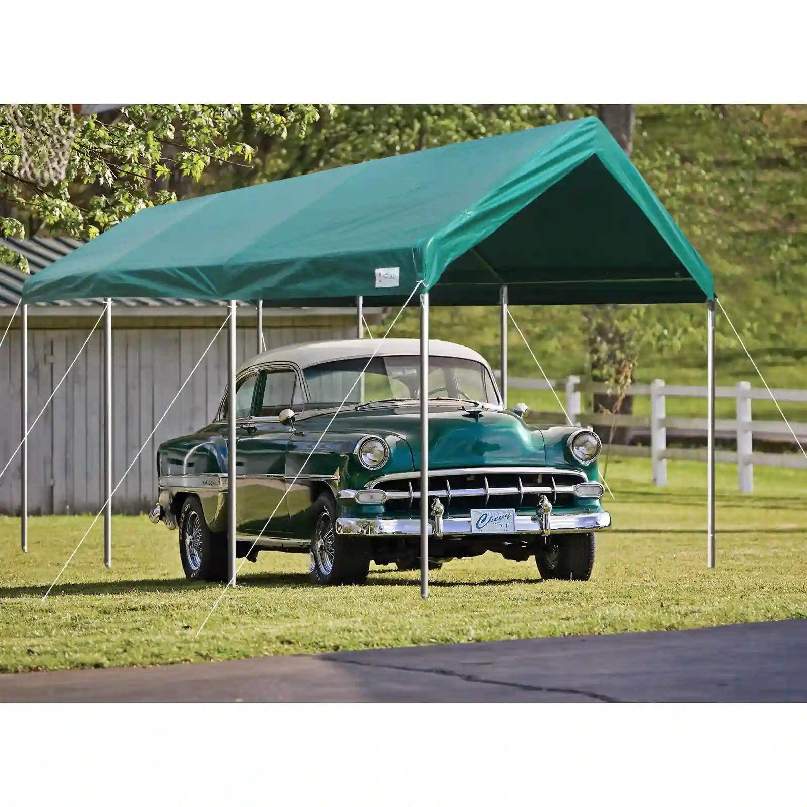 green carport canopy and car#color_green