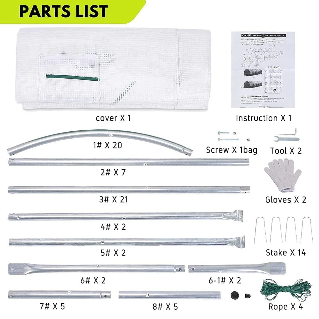 parts list of heavy duty large greenhouse#color_white
