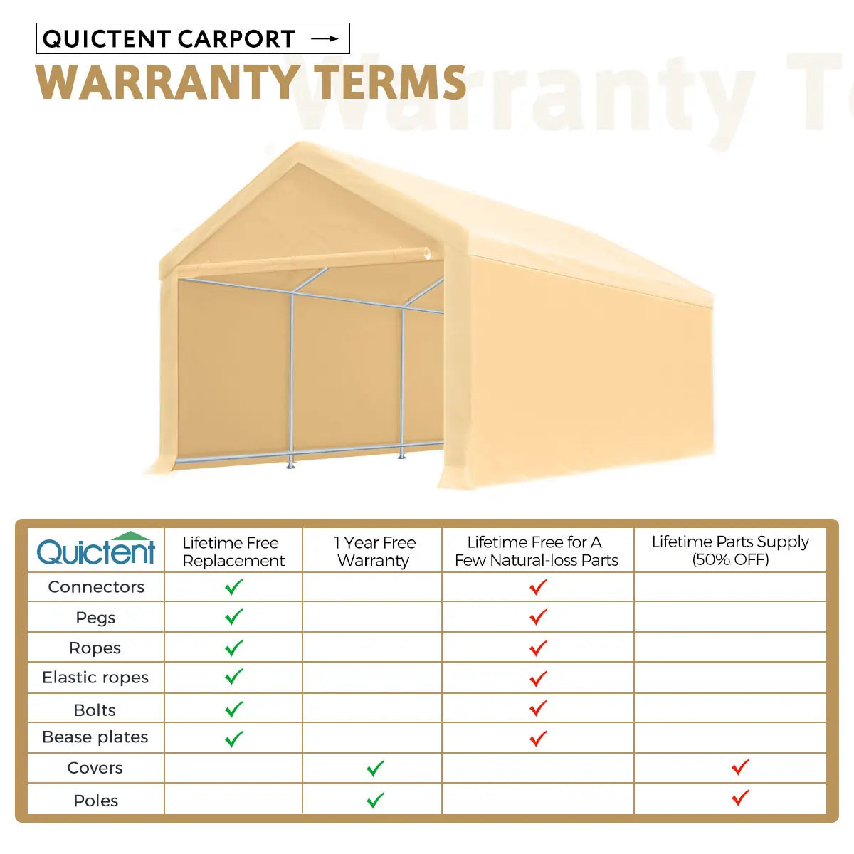 heavy duty carport warranty terms#color_beige
