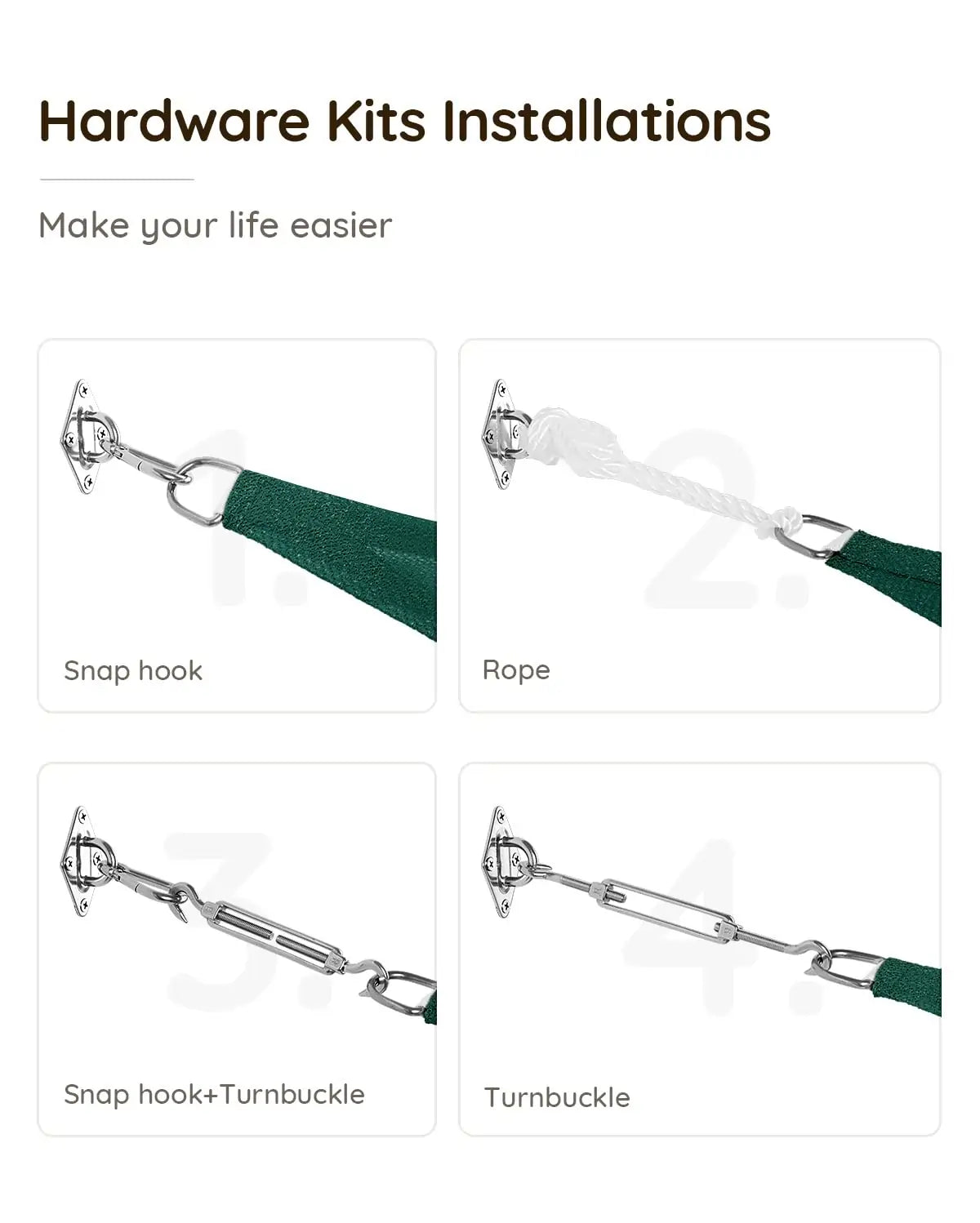 green rectangle shade sail hardware kits#color_green