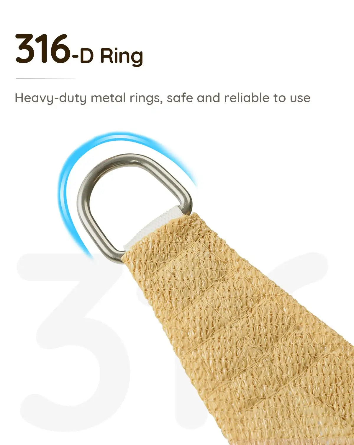 Sand Rectangle Shade Sail D Ring#color_sand