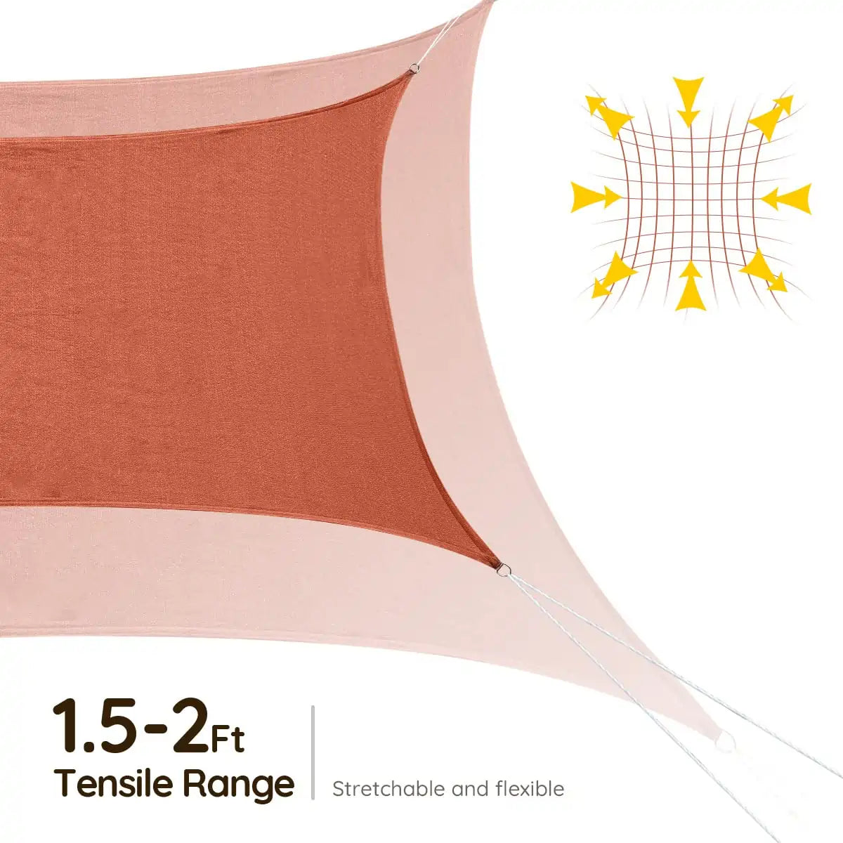 Terracotta color shade sail are stretchable#color_terracotta