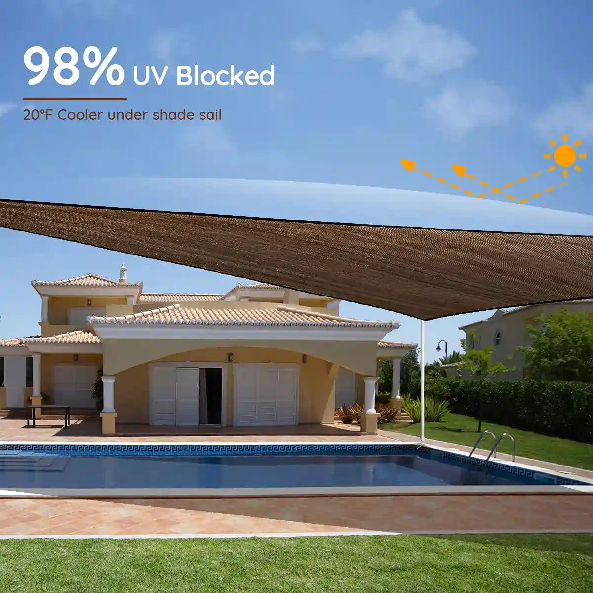 Brown square shade sail for pool shade#color_brown
