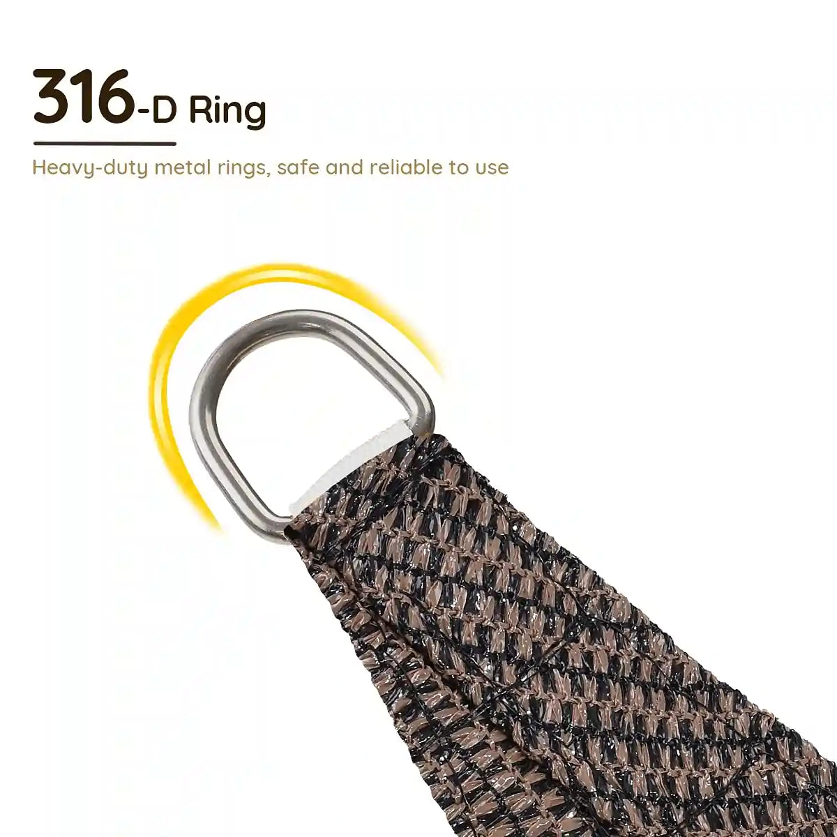 Brown  square shade sail edge D ring#color_brown