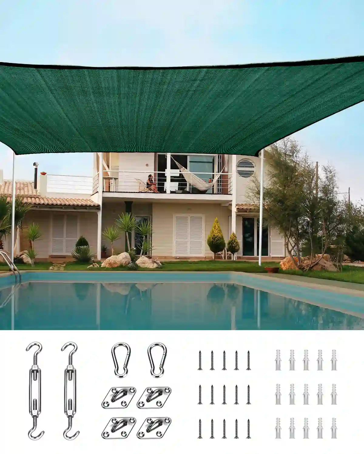 20'X20' Square Shade Sail#color_green