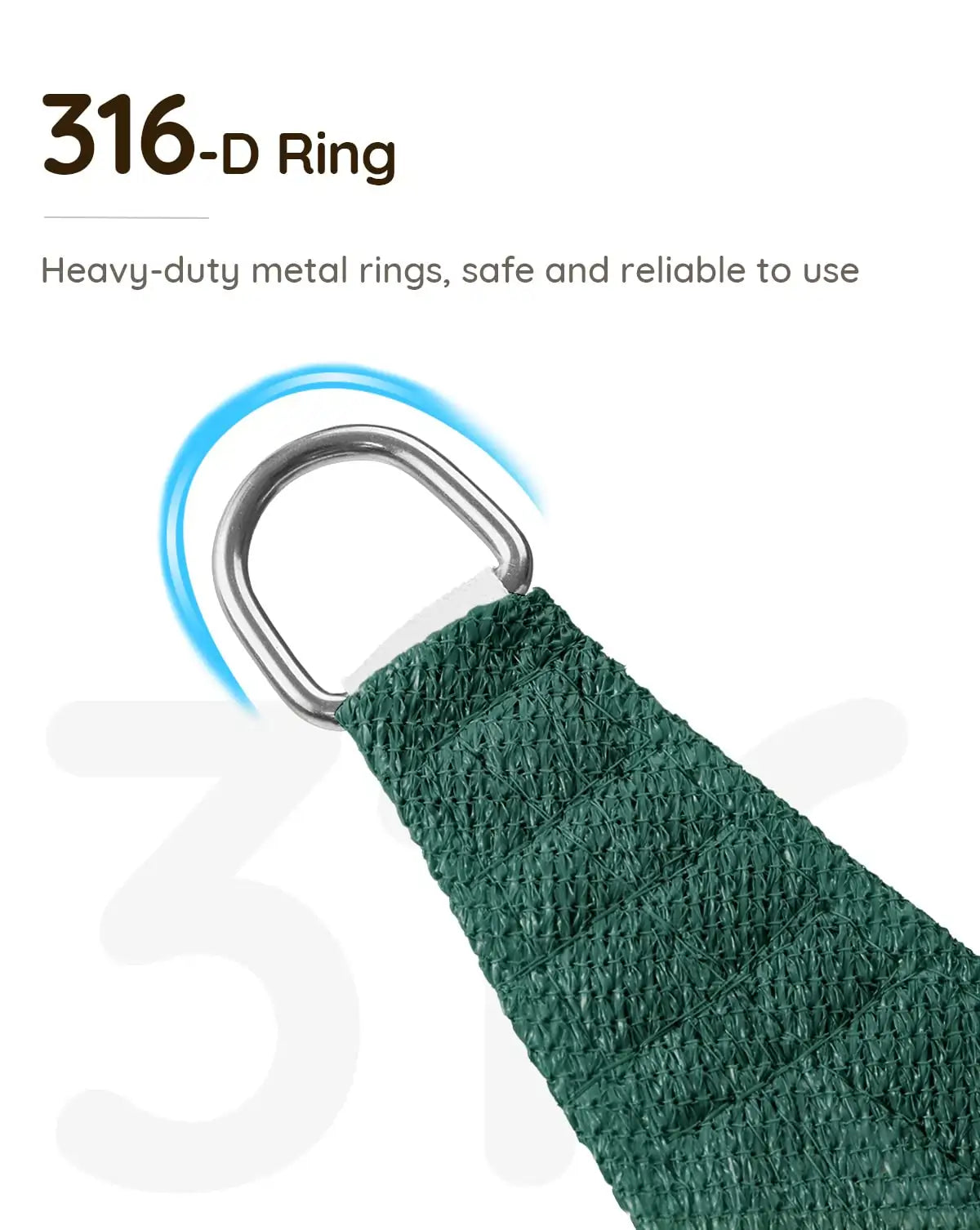 green square shade sail edge D ring#color_green