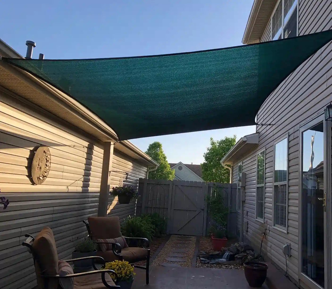 Green square shade sail for backyard#color_green