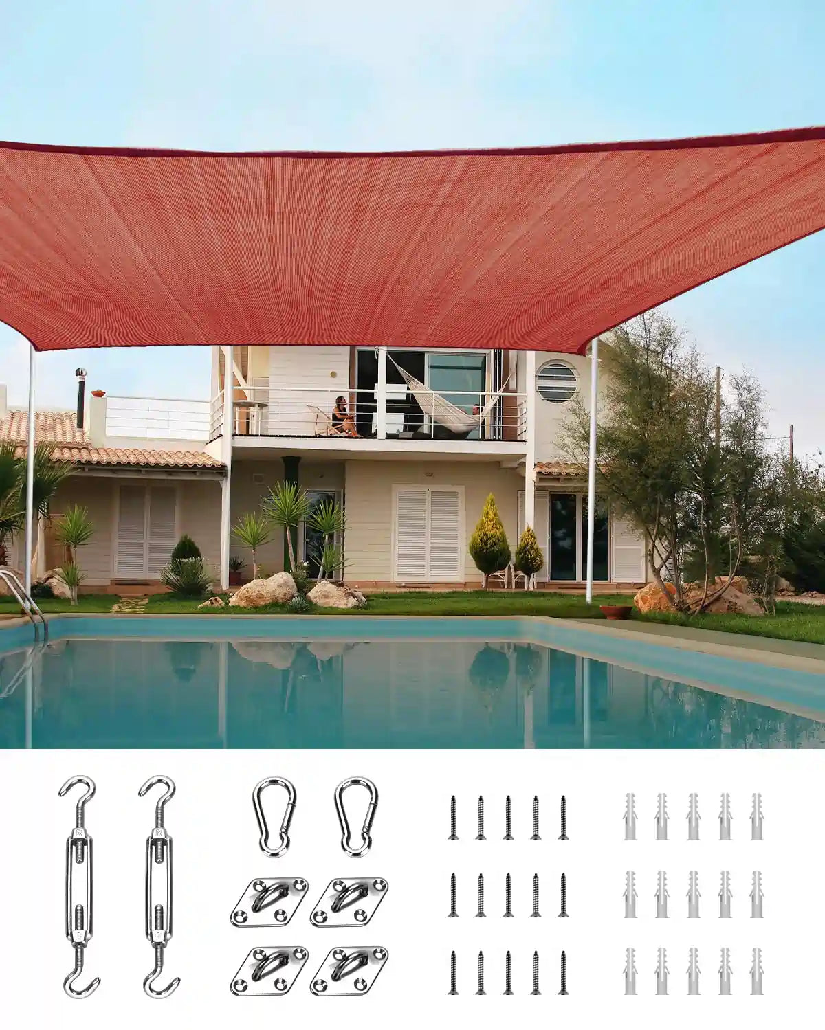 20'X20' Square Shade Sail#color_terracotta