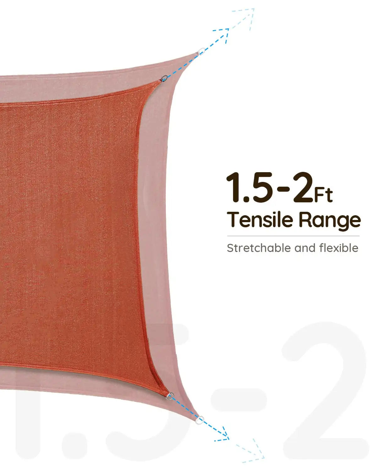 Terracotta square shade sail are stretchable#color_terracotta