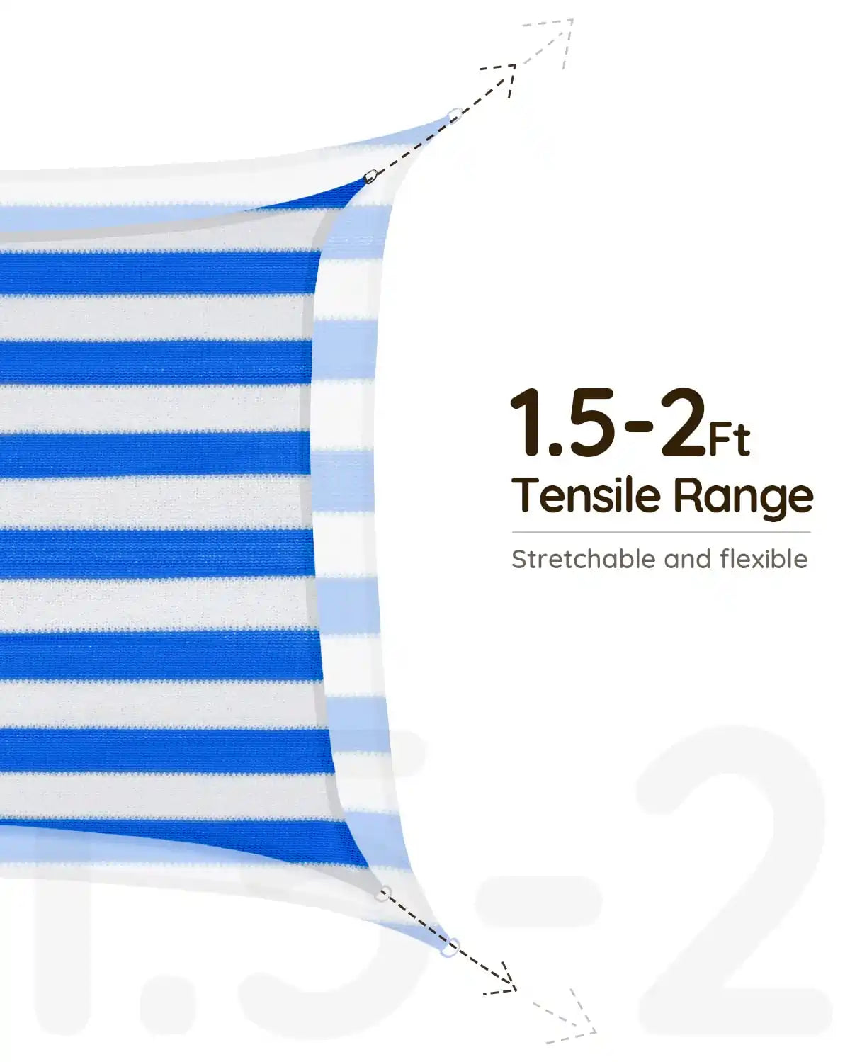 White and Blue 20 x 20 square shade sail#color_blue and white