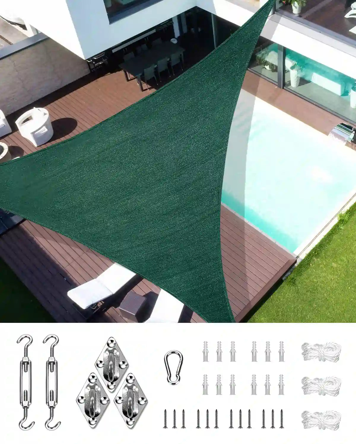 20' x 20' x 20' Triangle Shade Sail-Green