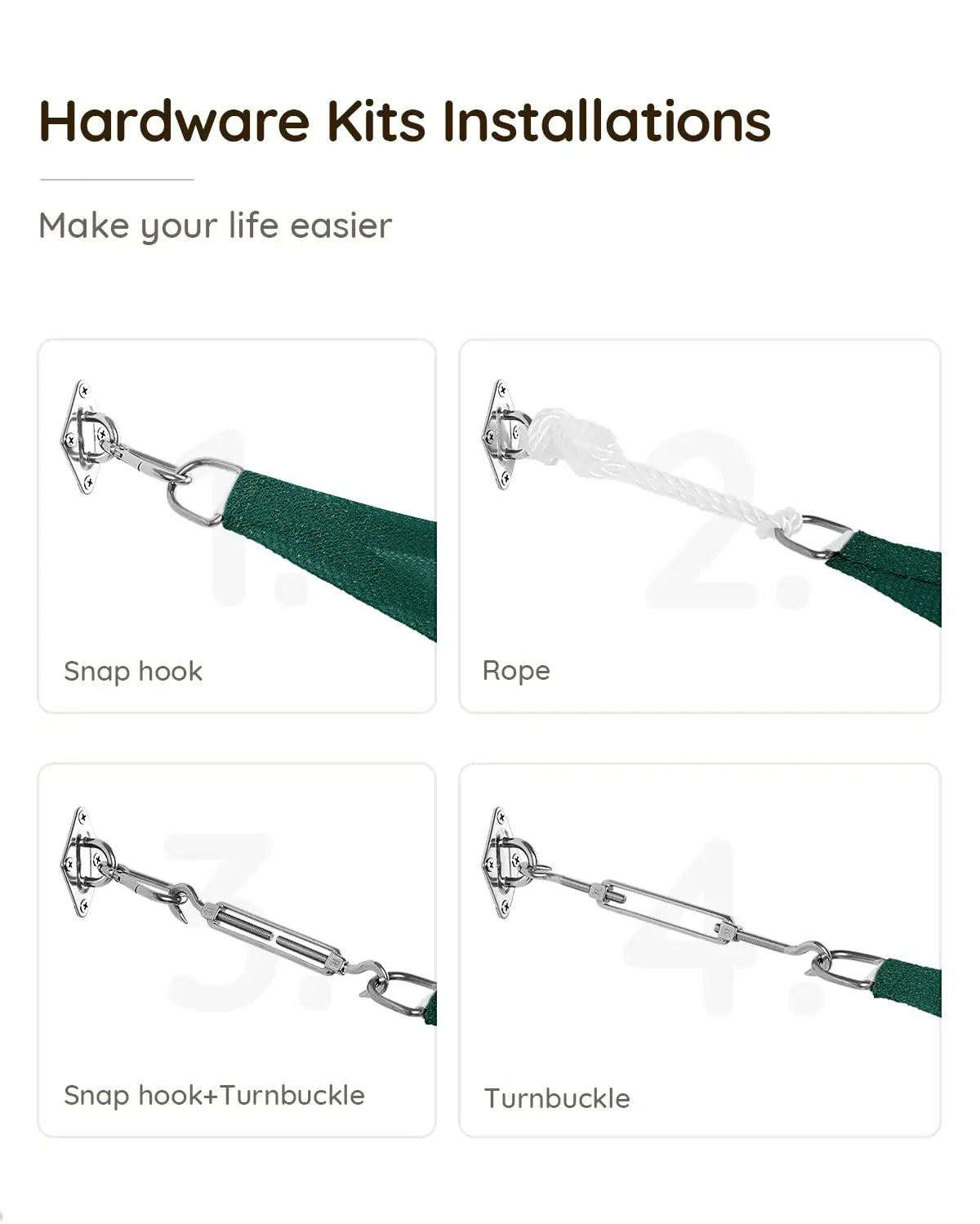 green triangle shade sail hardware kits