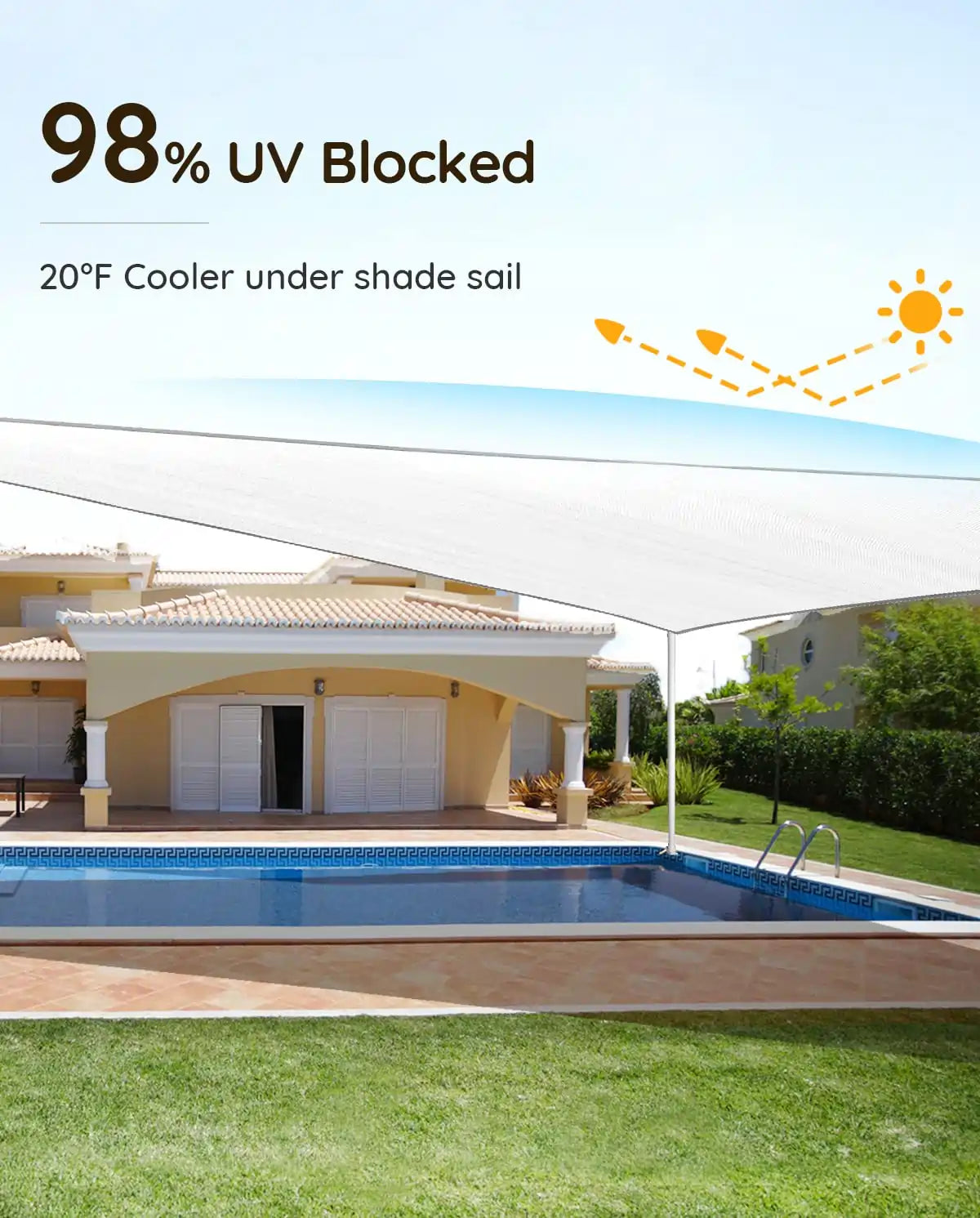 White triangle shade sail UV block
