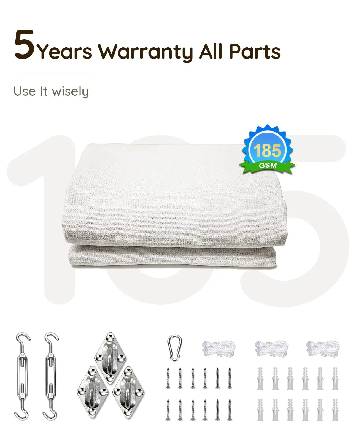 White triangle shade sail 5 years warranty
