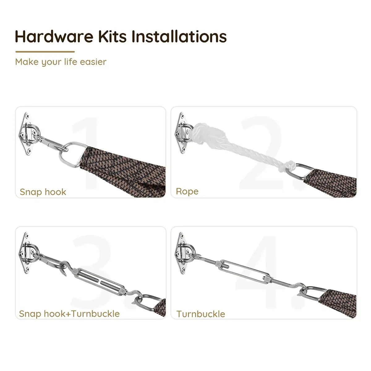 Brown square shade sail hardware kits#color_brown