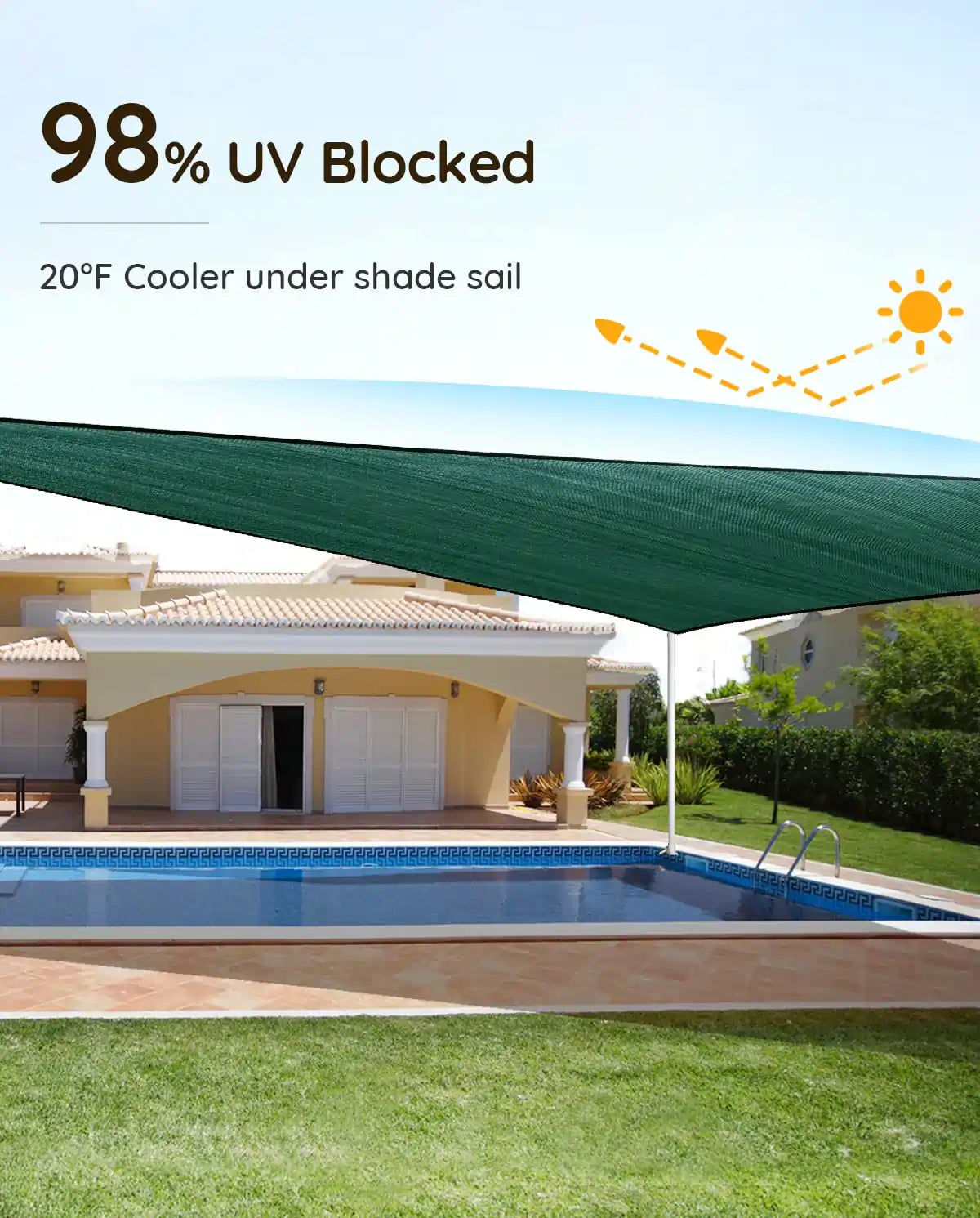 Green 24 x 24 square shade sail for pool#color_green