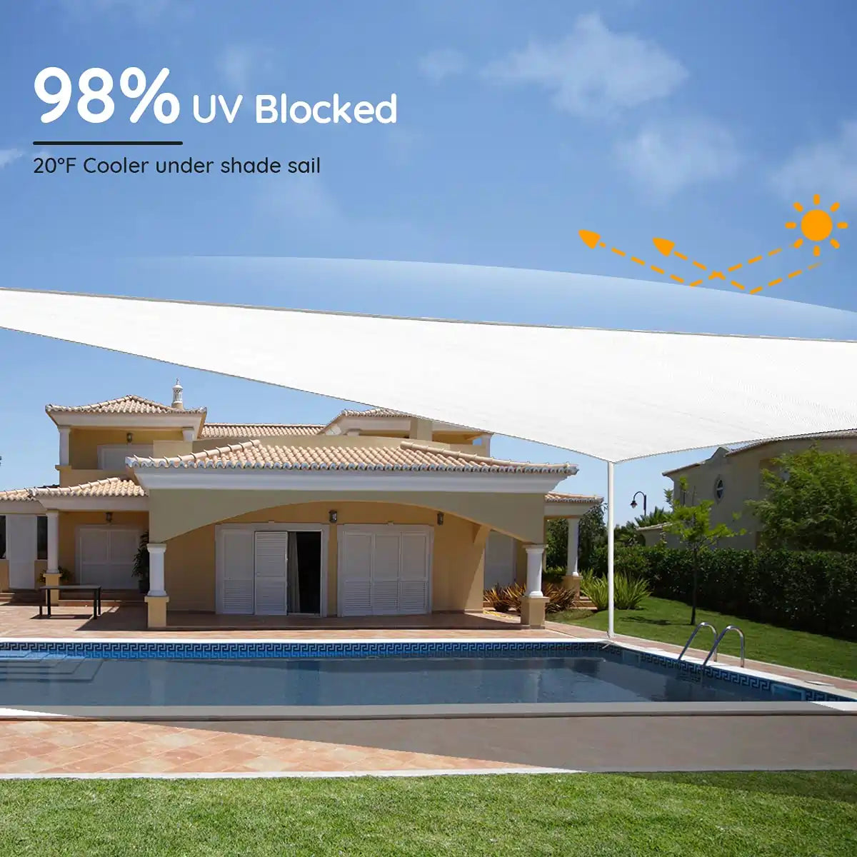 white 24 x 24 square shade sail for pool#color_white