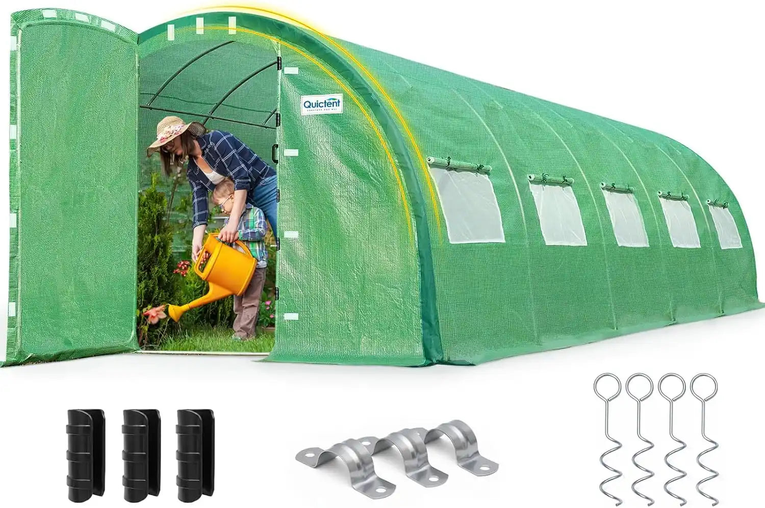 25' x 10' x 6.6' Upgraded Large Walk-in Greenhouse - Green#color_25ft-Green