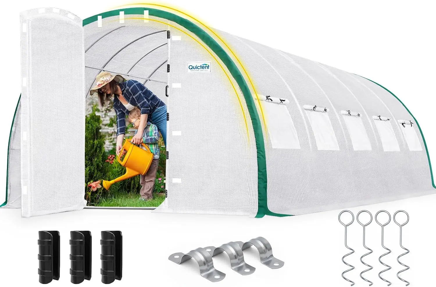 25' x 10' x 6.6' Upgraded Large Walk-in Greenhouse - White#color_25ft-White