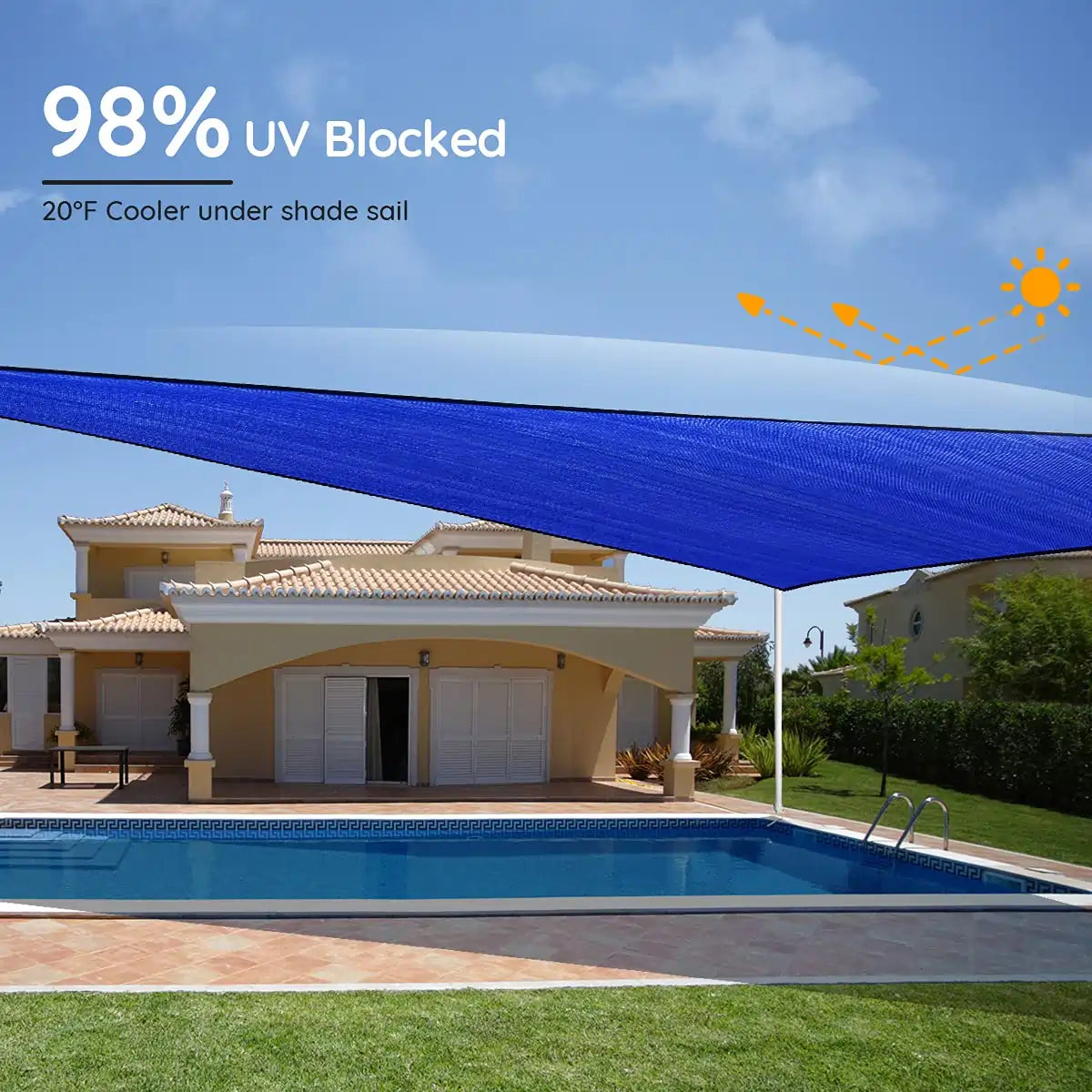 Blue 26 x 20 ft Rectangle Sun Shade UV blocked#color_blue