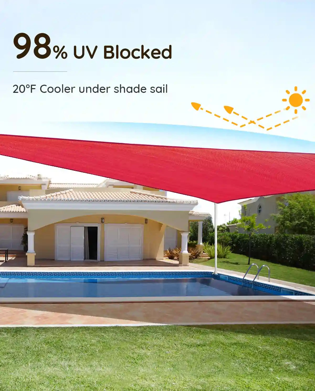 Red 26 x 20 ft large shade sail uv blocked#color_red