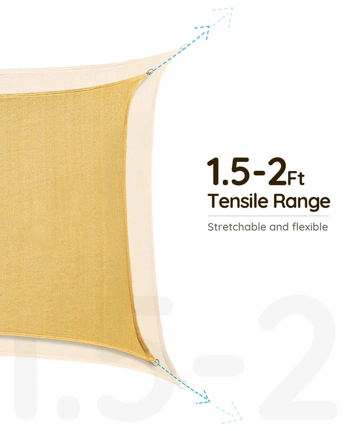 Sand 26 x 20 ft rectangle shade sail tensile range#color_sand