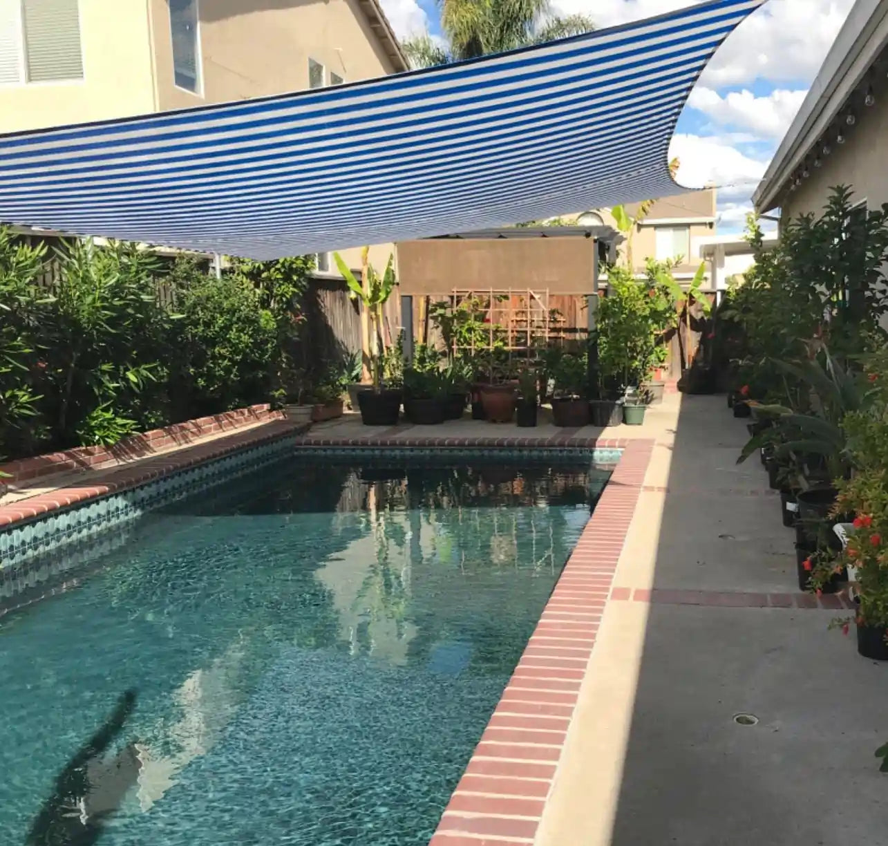 White and Blue Sun Shade Sail for Pool Shade#color_blue and white