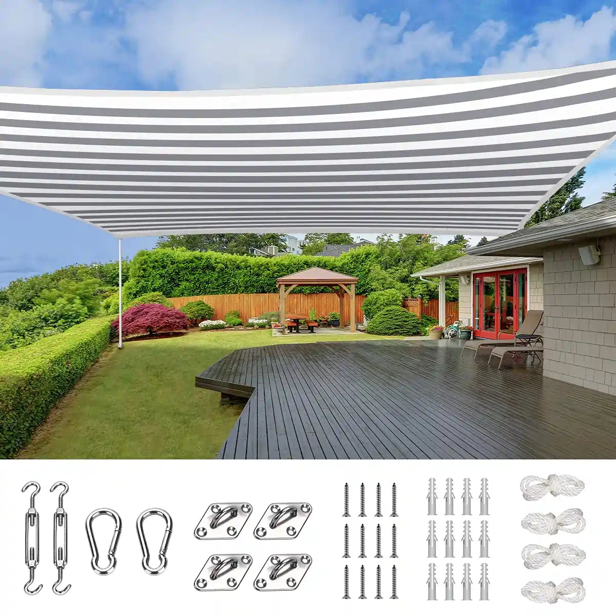 26' x 20' shade sail#color_white and gray