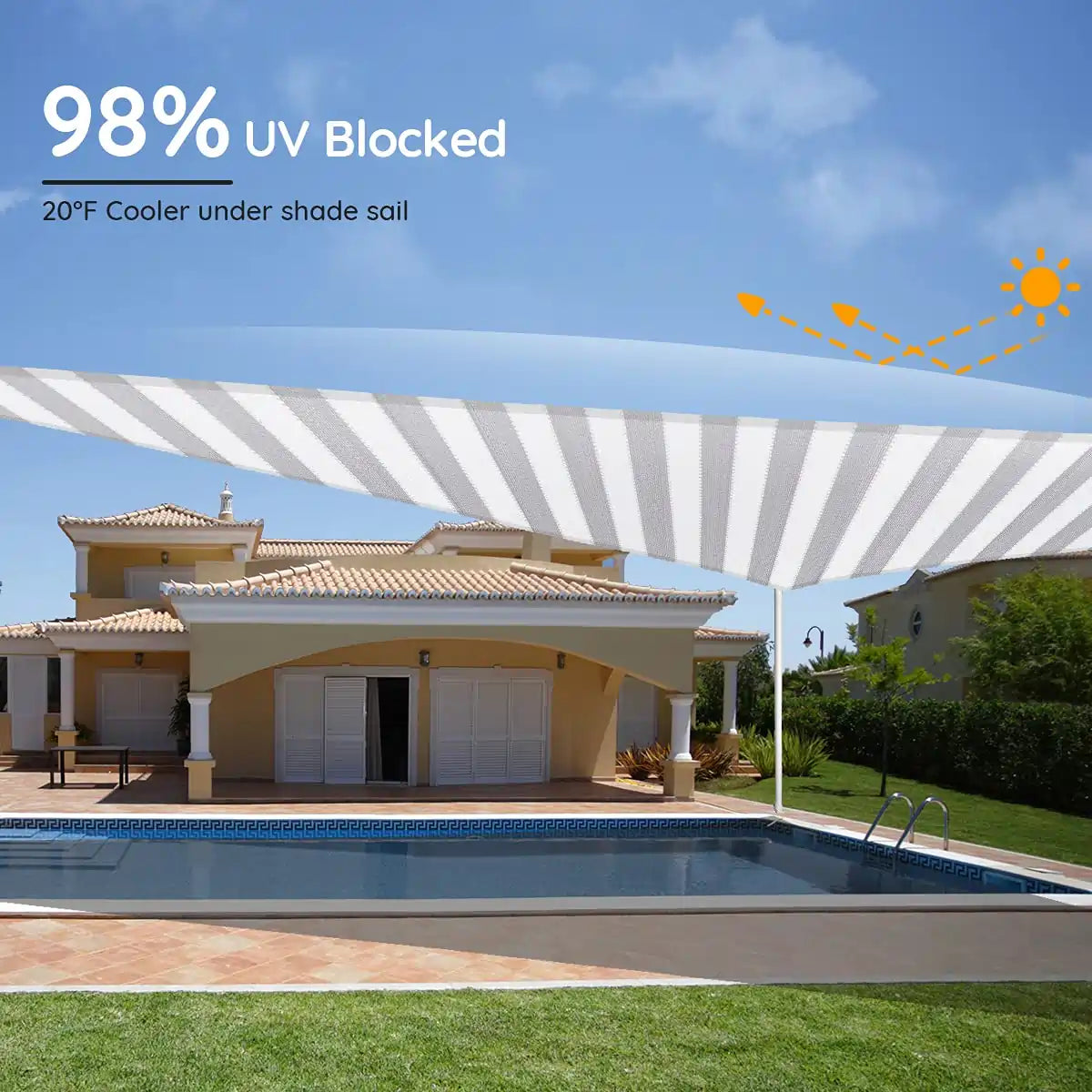 White and Grey Rectangle Sun Shade UV blocked#color_white and gray