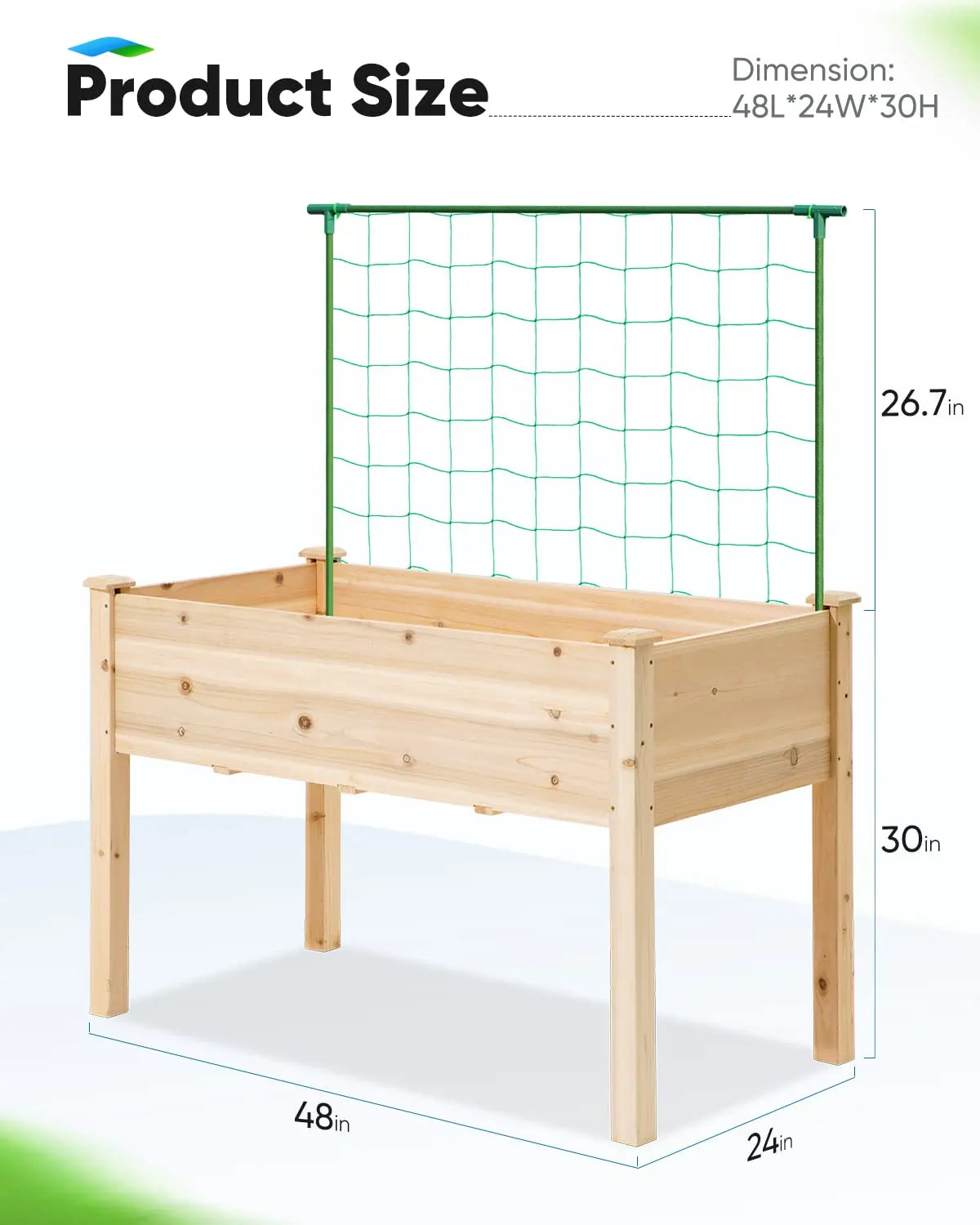 wooden raised garden bed size