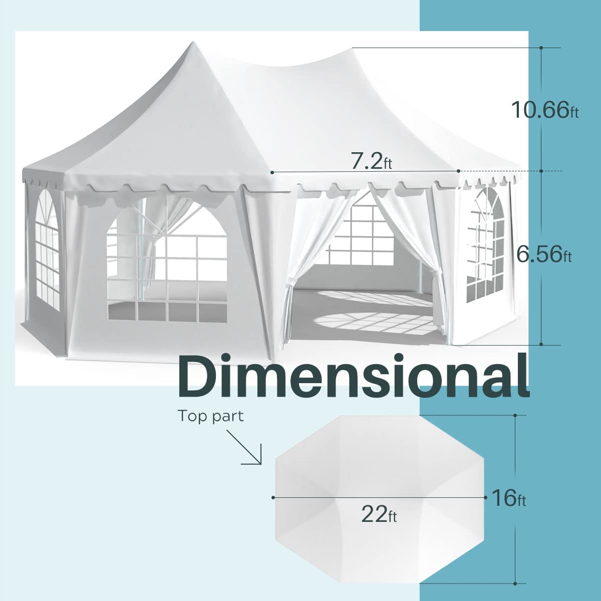 22' x 16'Party Tent dimension