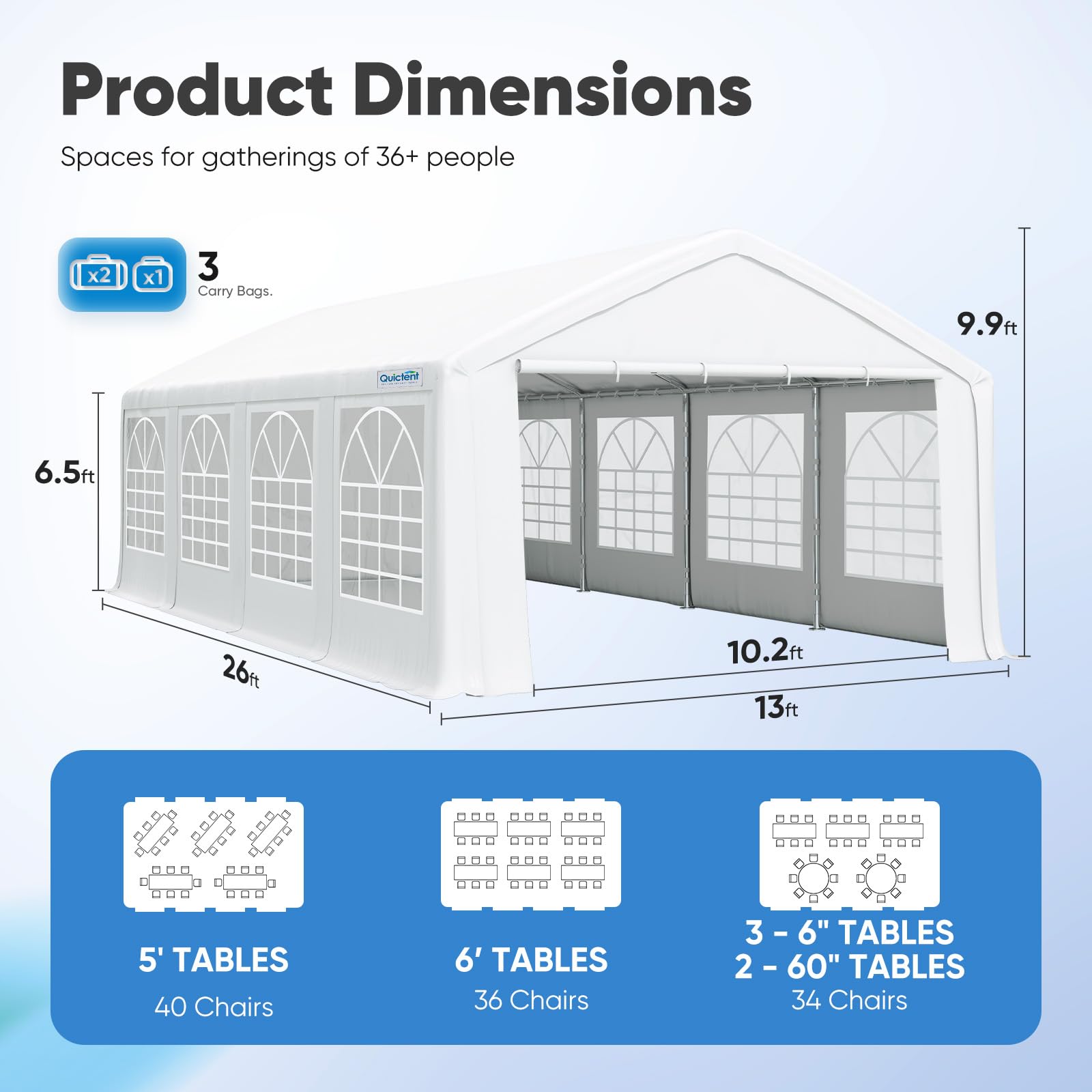 13' x 26' Party Tent Size
